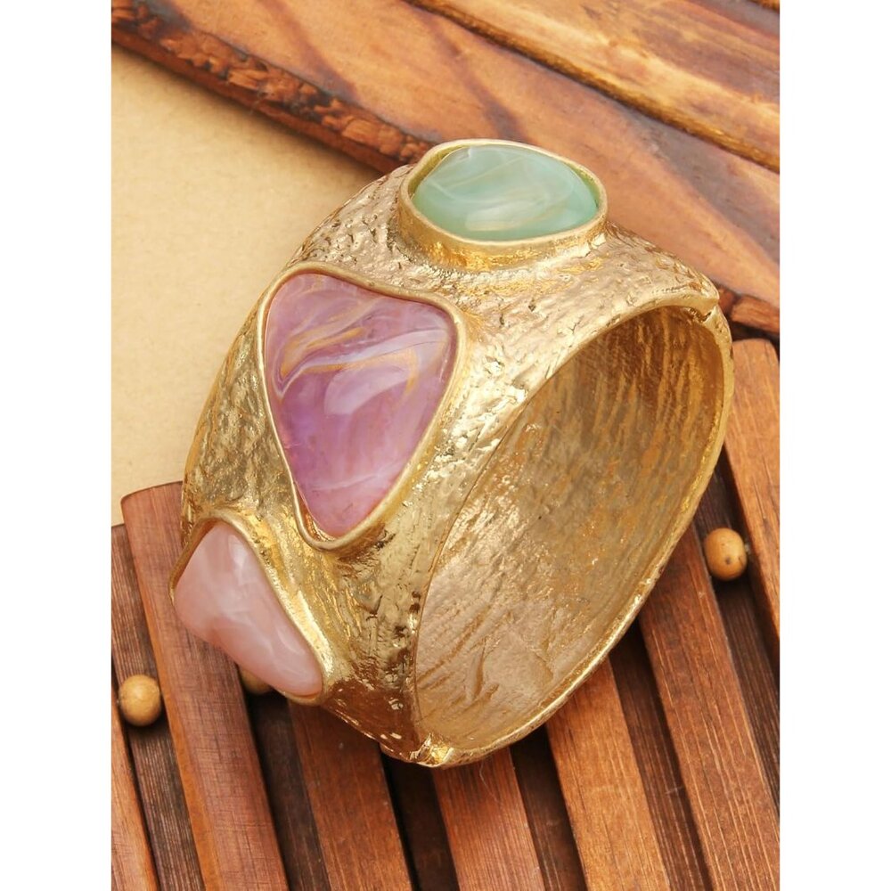 Gold Silver Beaded Stackable Boho Cuff Bracelet F… - image 6